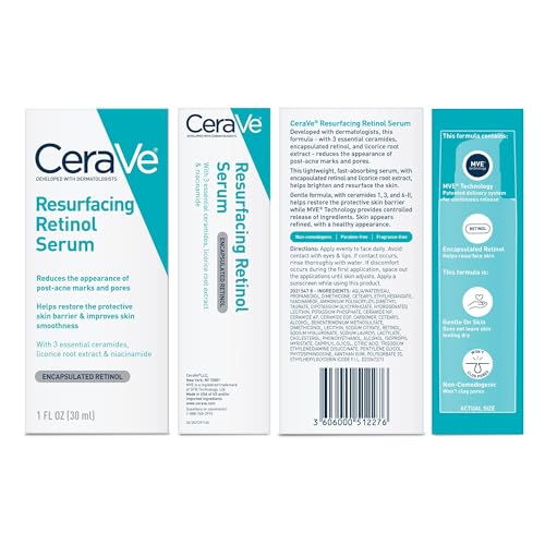CeraVe Resurfacing Retinol Serum – Acne Marks & Pore Minimizer – 1 oz