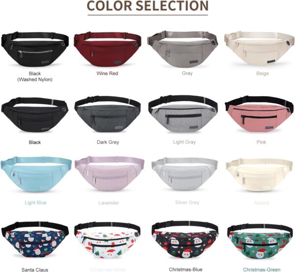 MAXTOP Water-Resistant Fanny Pack – 4 Zipper Pockets