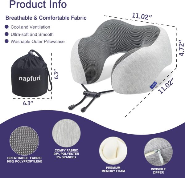 Napfun Travel Pillow – Memory Foam Neck Support