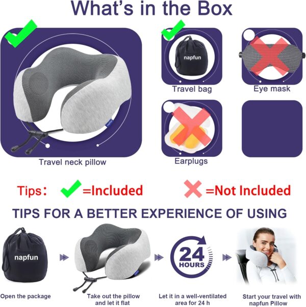 Napfun Travel Pillow – Memory Foam Neck Support